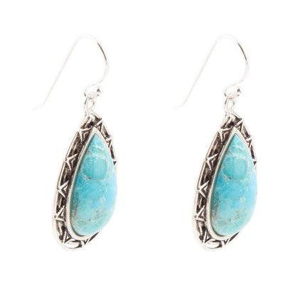 Perfect Blue Turquoise Sterling Silver Drop Earrings Barse Jewelry