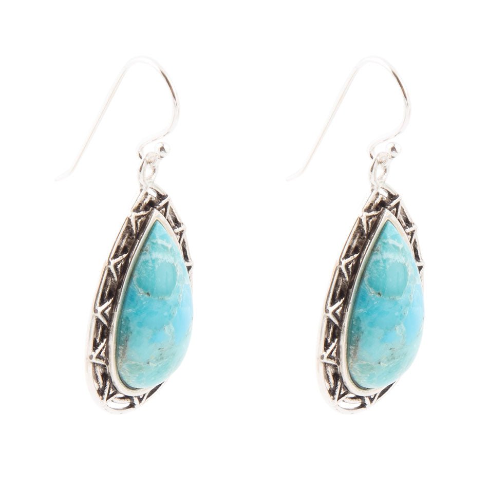 Perfect Blue Turquoise Sterling Silver Drop Earrings Barse Jewelry