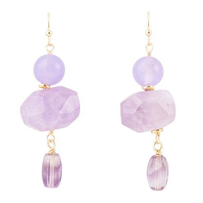 Purple Periwinkle Amethyst Golden Drop Earrings Barse Jewelry