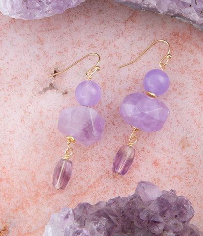 Purple Periwinkle Amethyst Golden Drop Earrings Barse Jewelry