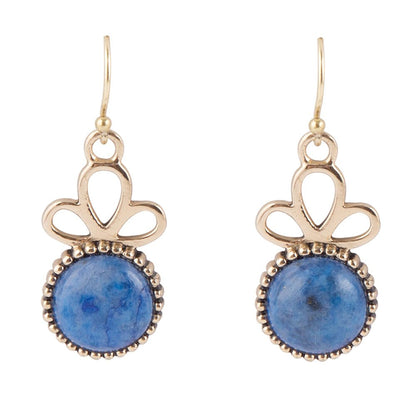 Petals of Blue Lapis Drop Golden Earrings Barse Jewelry
