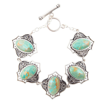 Phantom Turquoise and Sterling Silver Toggle Bracelet Barse Jewelry
