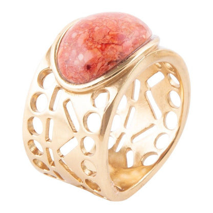 Pharoah Orange Sponge Coral and Golden Bronze Ring Barse Jewelry