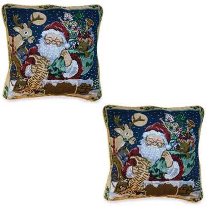Set of 2 Santa Reading Gifts List Christmas Throw Cushion Pillow Covers BestPysanky
