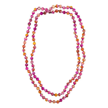 Pink Agate Knotted Long Necklace Barse Jewelry