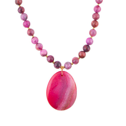 Pink Magenta Dreams Agate Slab Pendant Necklace Barse Jewelry