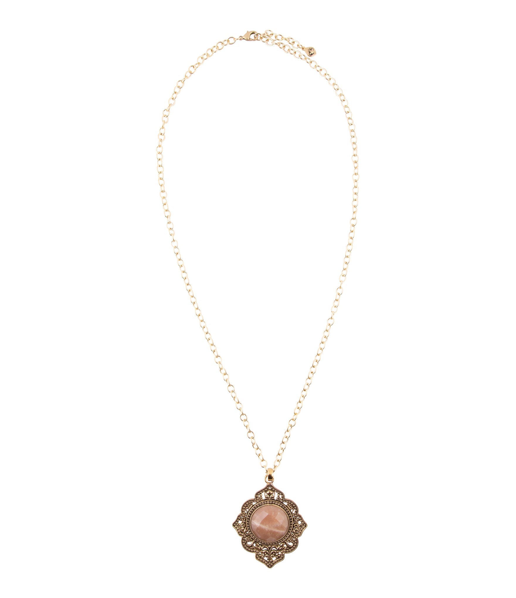 Pink Moonstone Golden Pendant Necklace Barse Jewelry
