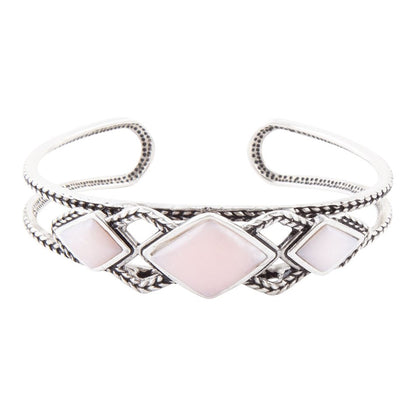 Pink Opal and Sterling Silver Cuff Bracelet Barse Jewelry
