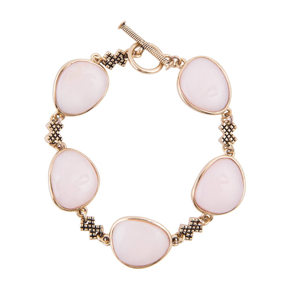 Aruba Pink Opal Golden Link Toggle Bracelet Barse Jewelry