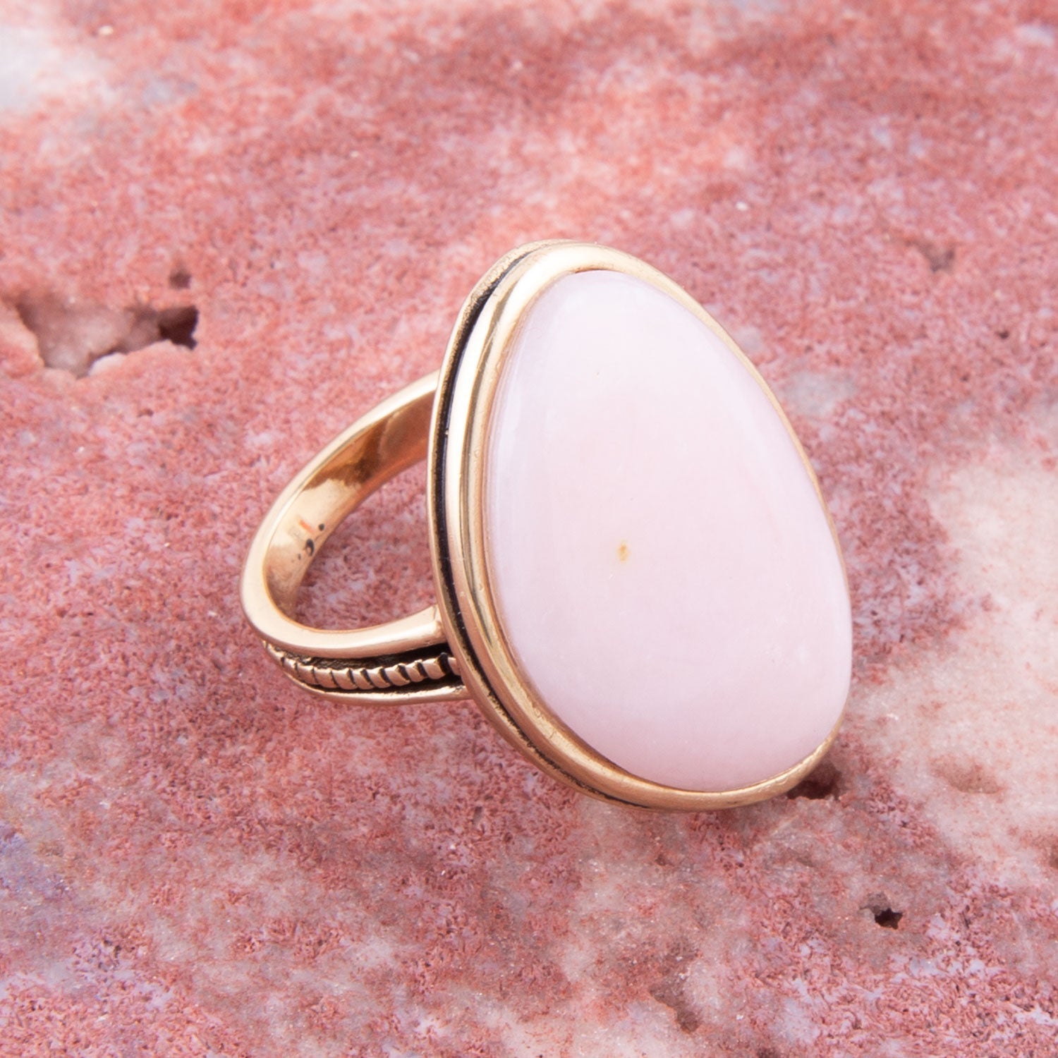 Pink Opal Golden Statement Ring Barse Jewelry