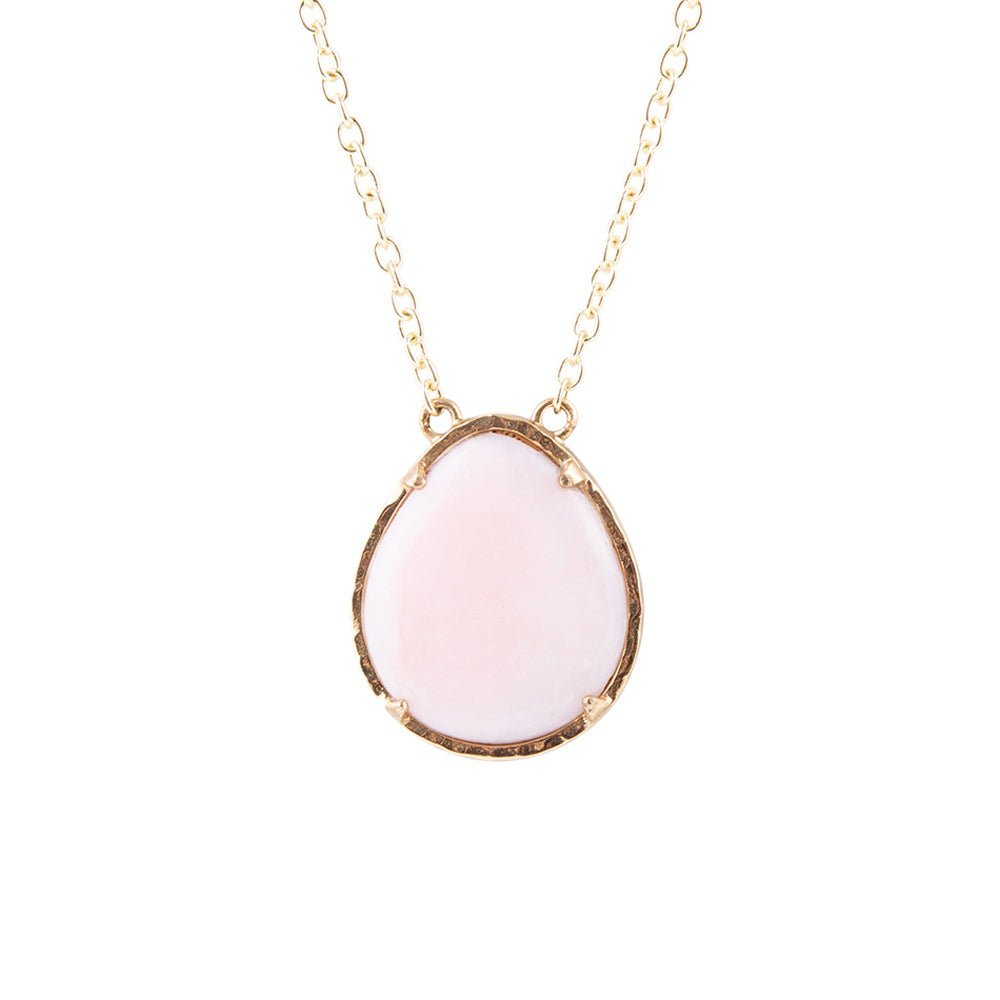 Pink Opal Teardrop Golden Necklace Barse Jewelry