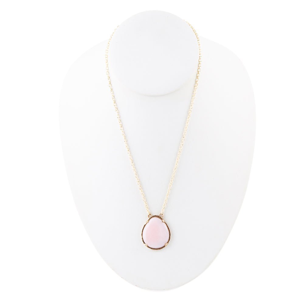 Pink Opal Teardrop Golden Necklace Barse Jewelry
