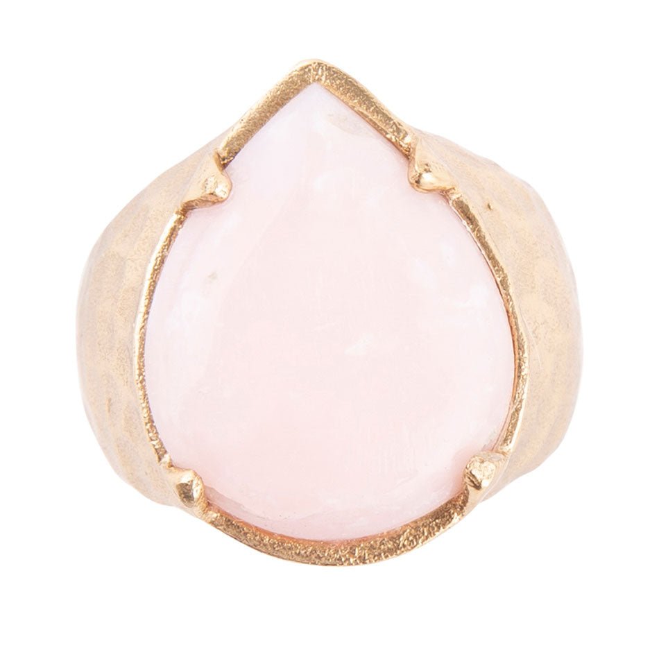 Pink Opal Golden Teardrop Ring Barse Jewelry