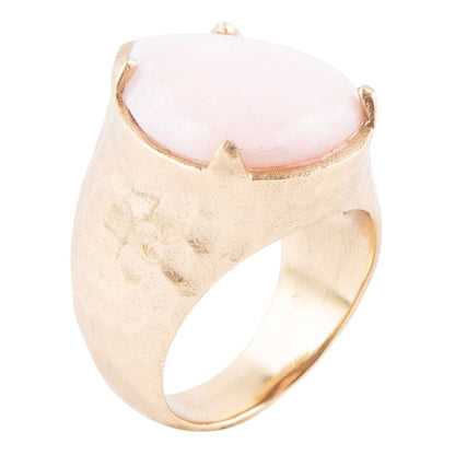 Pink Opal Golden Teardrop Ring Barse Jewelry