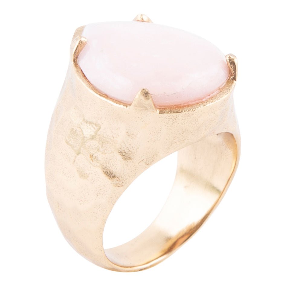Pink Opal Golden Teardrop Ring Barse Jewelry