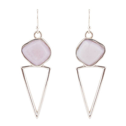 Pink Opal and Sterling Silver Triangle Earrings Barse Jewelry