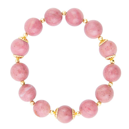 Pink Rhodonite Chunky Golden Stretch Bracelet Barse Jewelry