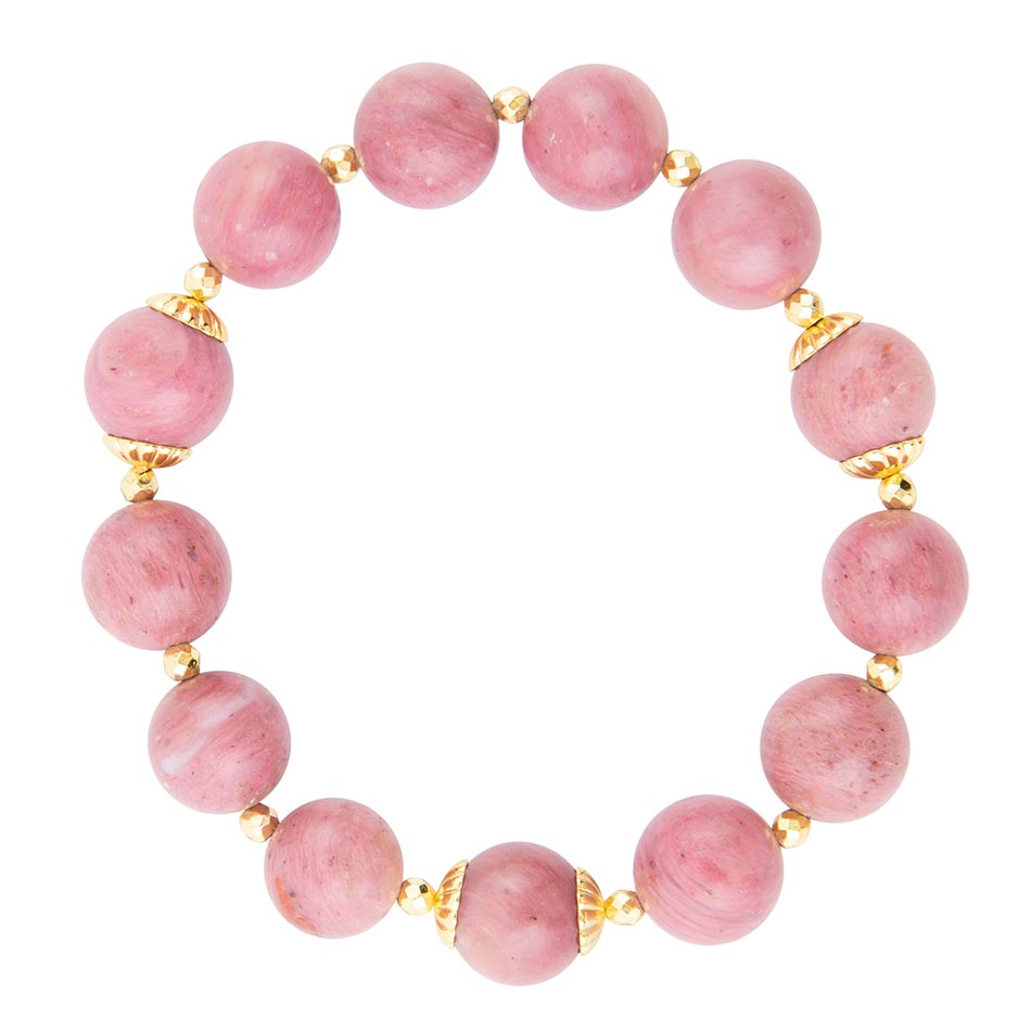 Pink Rhodonite Chunky Golden Stretch Bracelet Barse Jewelry