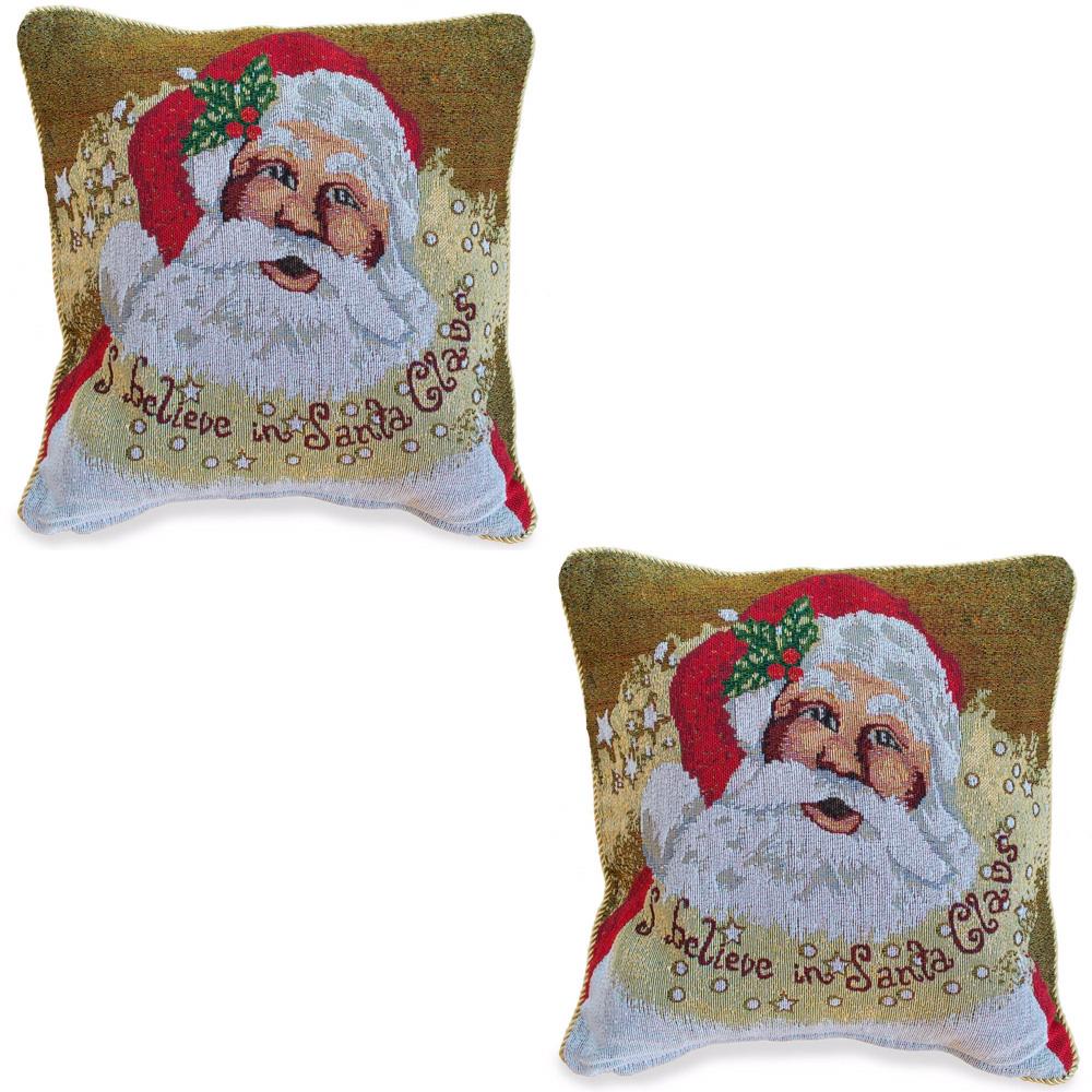 Set of 2 Believe in Santa Christmas Cushion Throw Pillow Covers BestPysanky