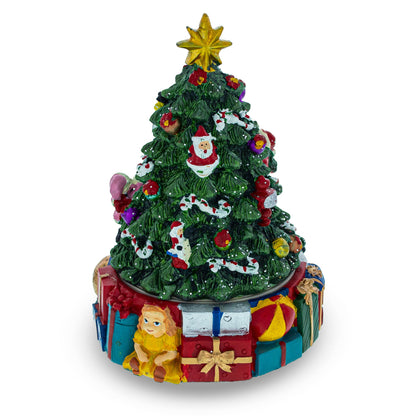 Spinning Base Musical Figurine with Children Decorating Christmas Tree