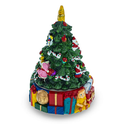 Spinning Base Musical Figurine with Children Decorating Christmas Tree