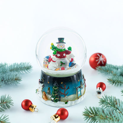 Snowman, Polar Bears, and Penguins Musical Spinning Snow Globe