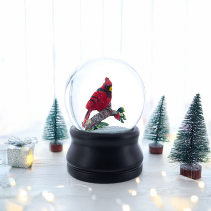 Red Cardinal on a Branch Musical Water Snow Globe