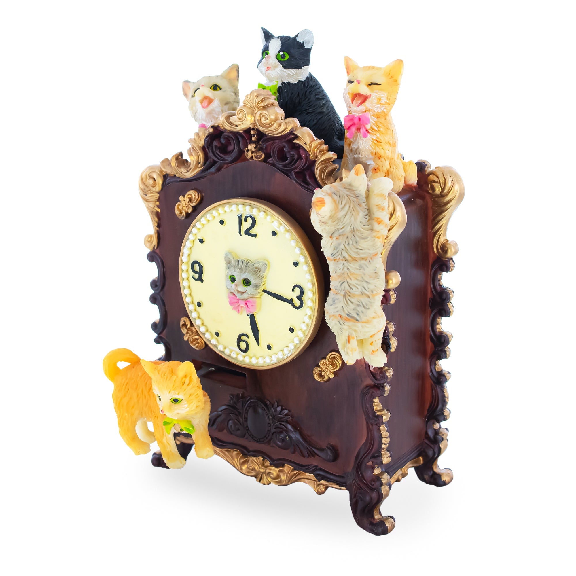 Animated Musical Figurine with Playful Felines