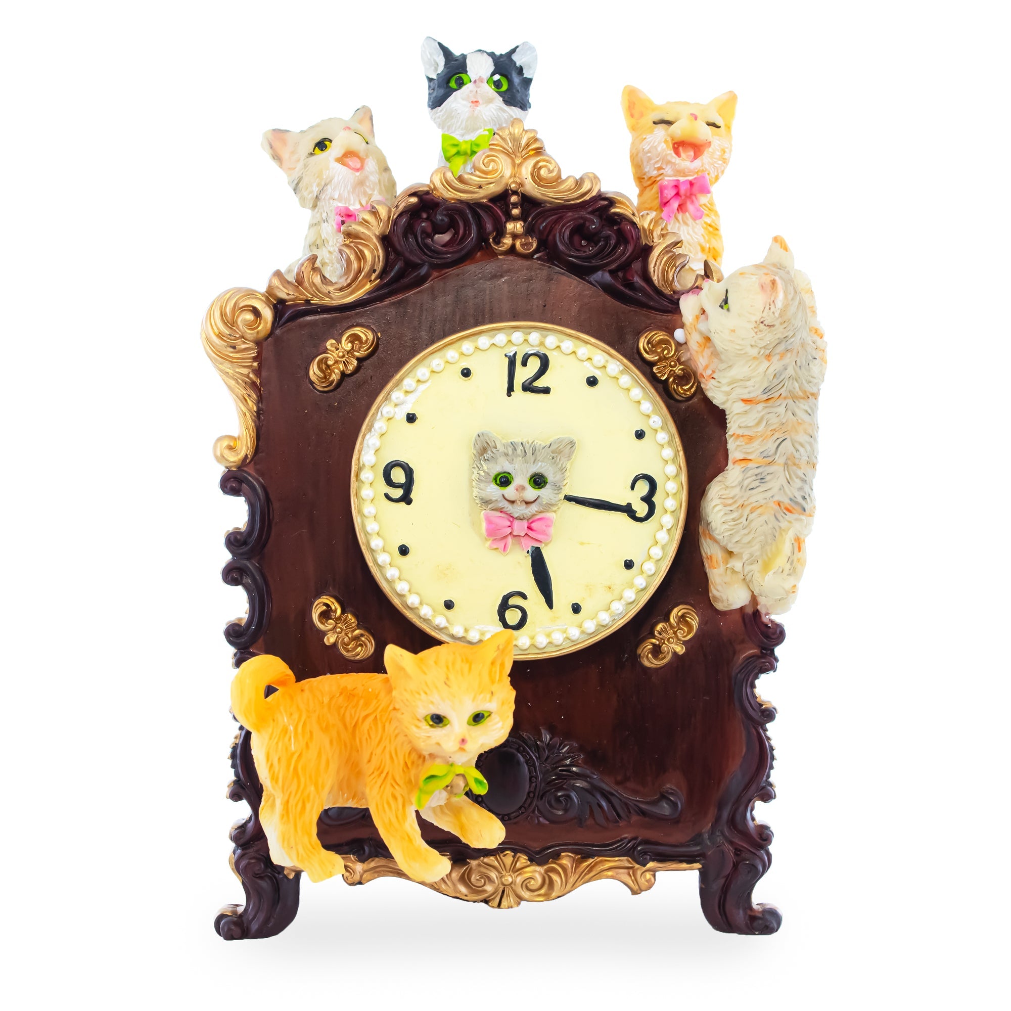 Animated Musical Figurine with Playful Felines
