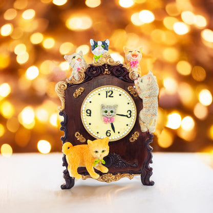 Animated Musical Figurine with Playful Felines