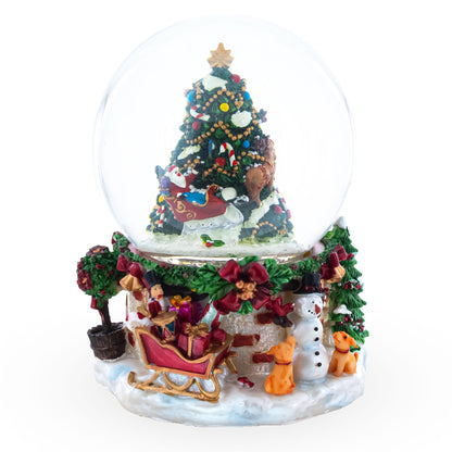Santa's, Snowman and Canine Companions Musical Water Snow Globe