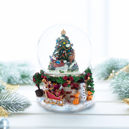 Santa's, Snowman and Canine Companions Musical Water Snow Globe
