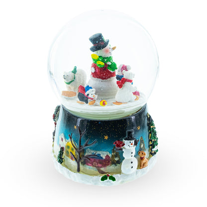 Snowman, Polar Bears, and Penguins Musical Spinning Snow Globe