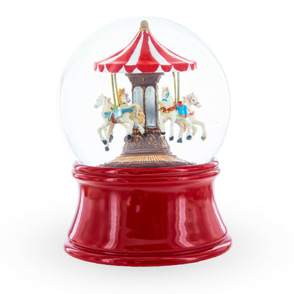 Whirling Carousel Wind-up Spinning Horses Musical Water Globe