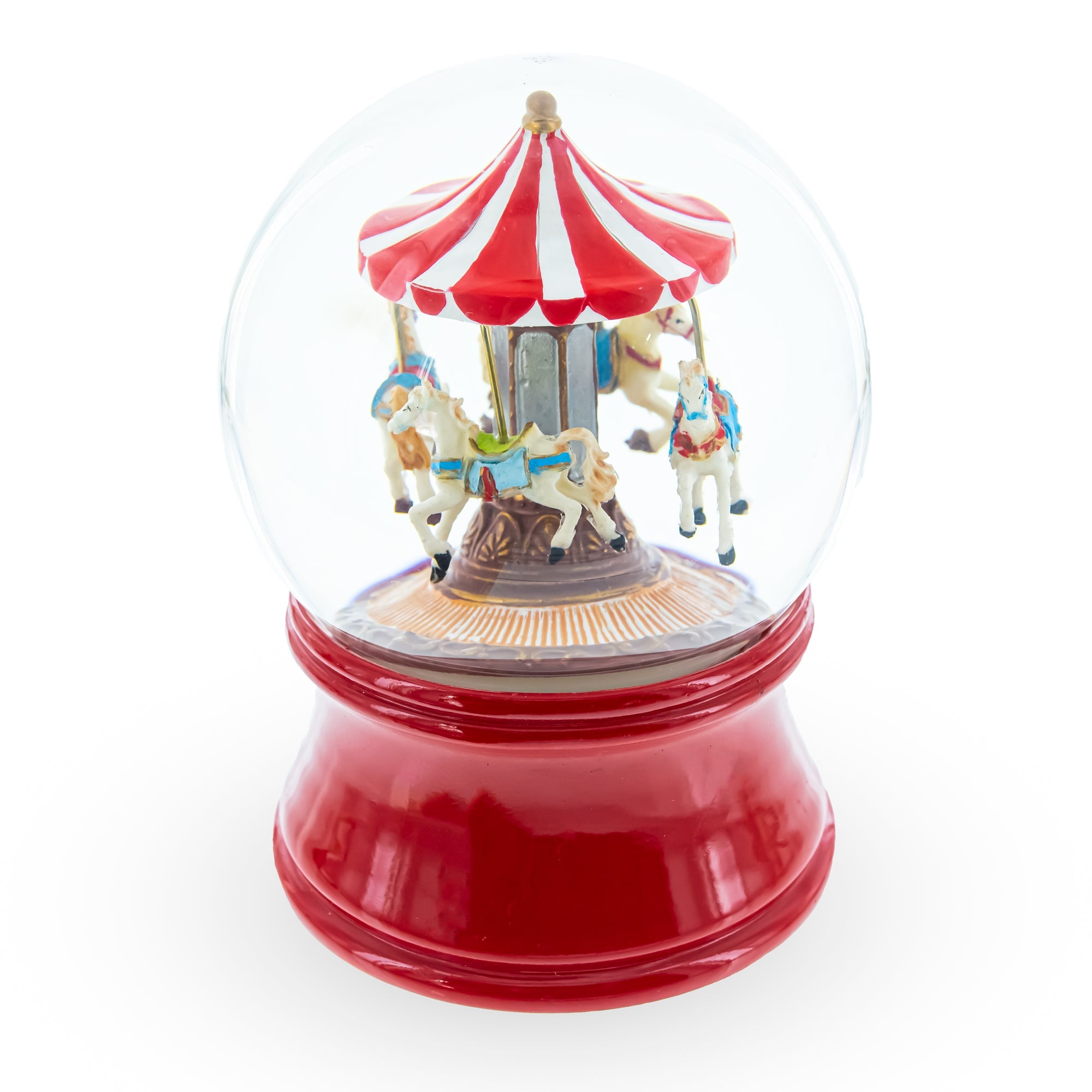 Whirling Carousel Wind-up Spinning Horses Musical Water Globe