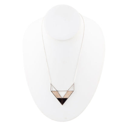 Point Made Wood and Onyx Sterling Silver Necklace Barse Jewelry