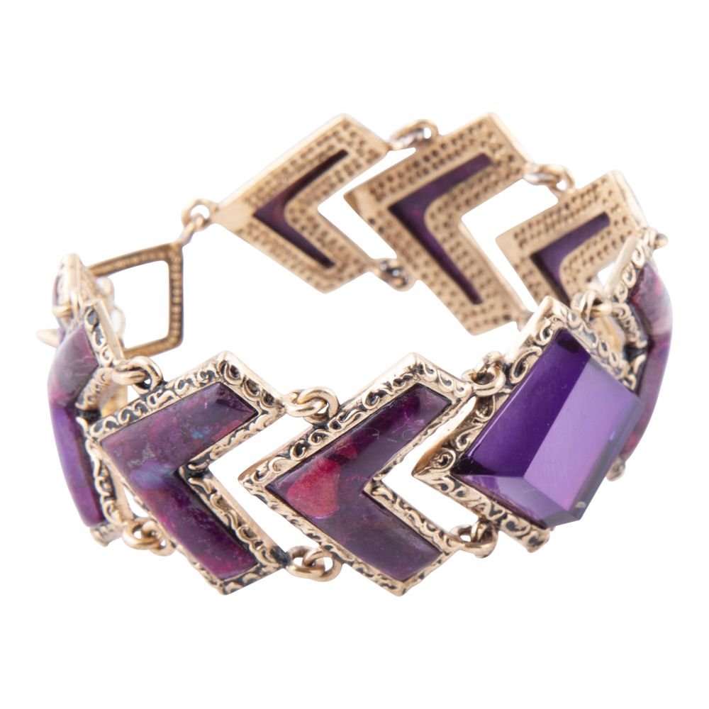 Pointedly Purple Turquoise Golden Link Bracelet Barse Jewelry