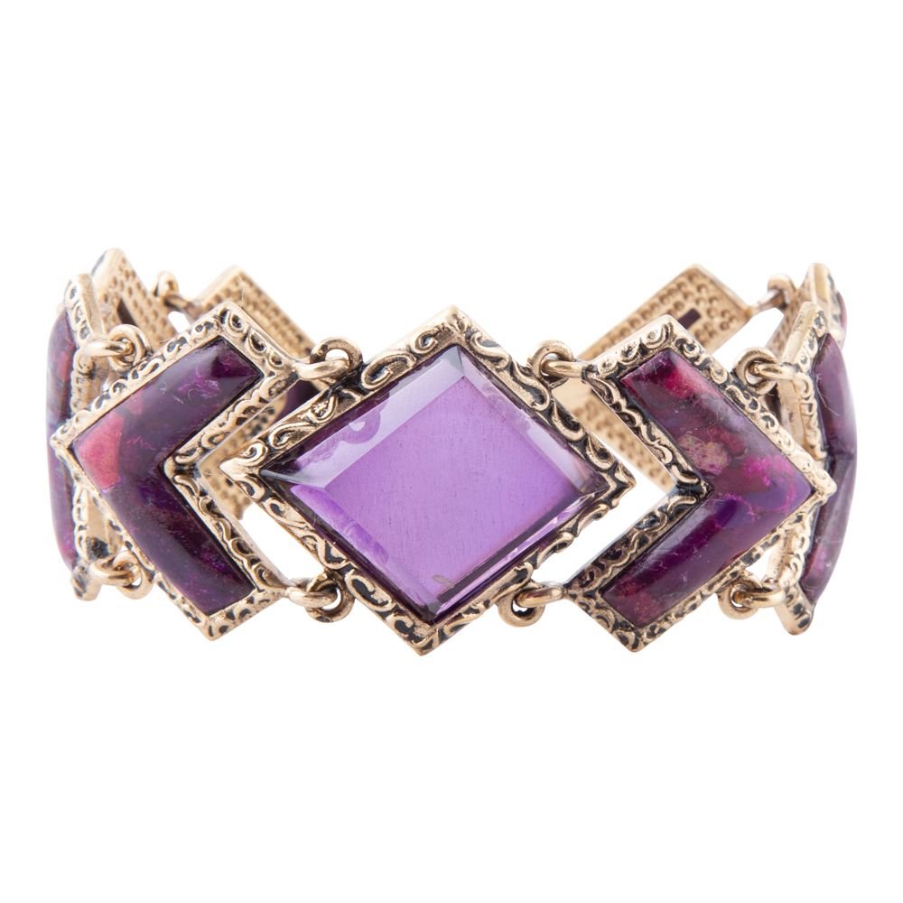 Pointedly Purple Turquoise Golden Link Bracelet Barse Jewelry
