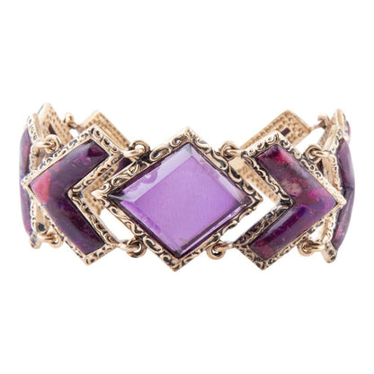 Pointedly Purple Turquoise Golden Link Bracelet Barse Jewelry