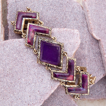Pointedly Purple Turquoise Golden Link Bracelet Barse Jewelry
