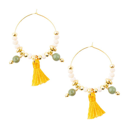 Pomelo Tassel Hoop Earrings Barse Jewelry