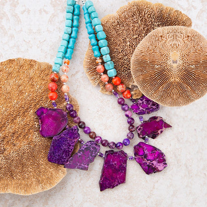 Prescott Blue Magnesite Purple and Orange Statement Necklace Barse Jewelry