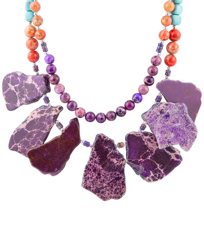 Prescott Blue Magnesite Purple and Orange Statement Necklace Barse Jewelry
