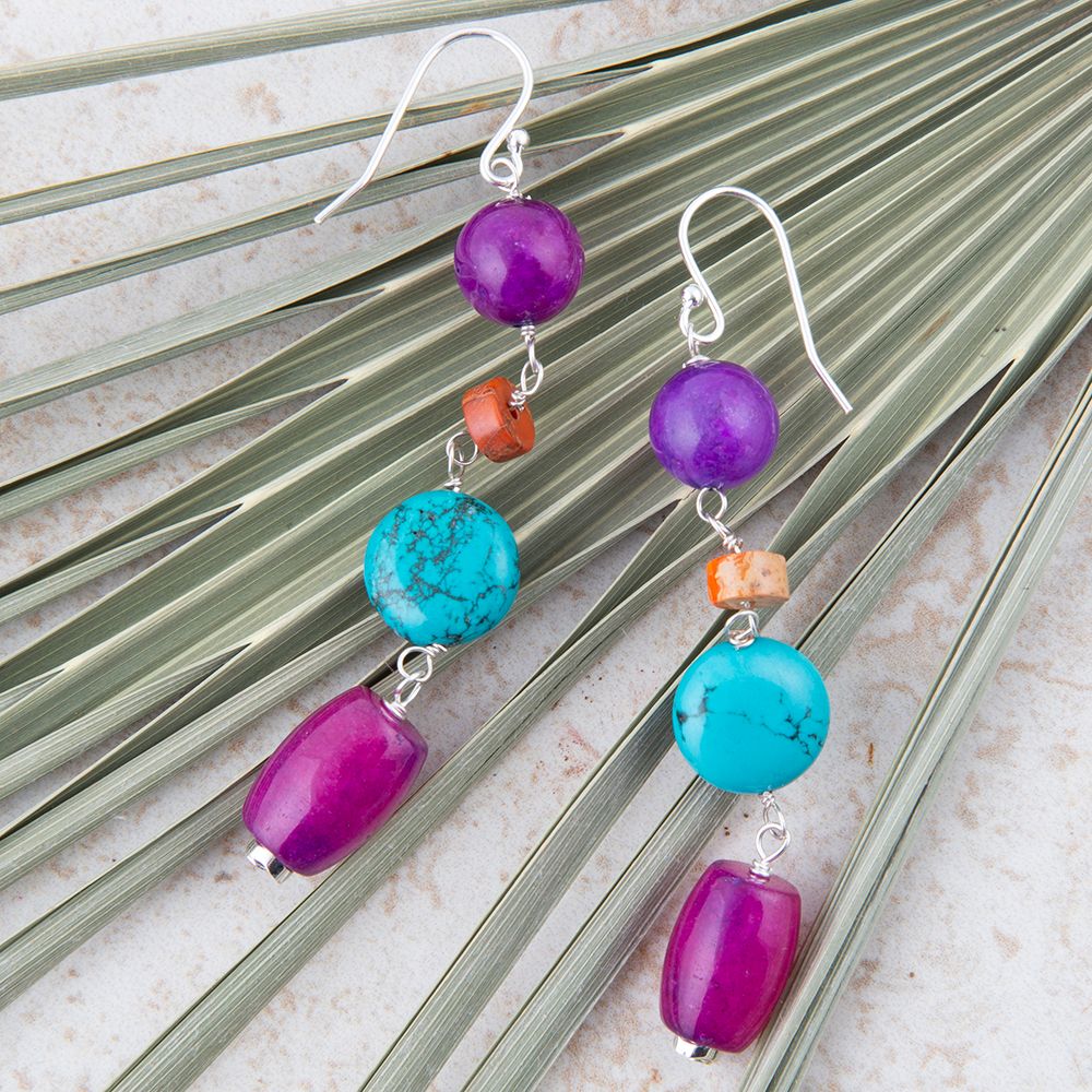 Prescott Blue Magnesite Sterling Silver Drop Earrings Barse Jewelry