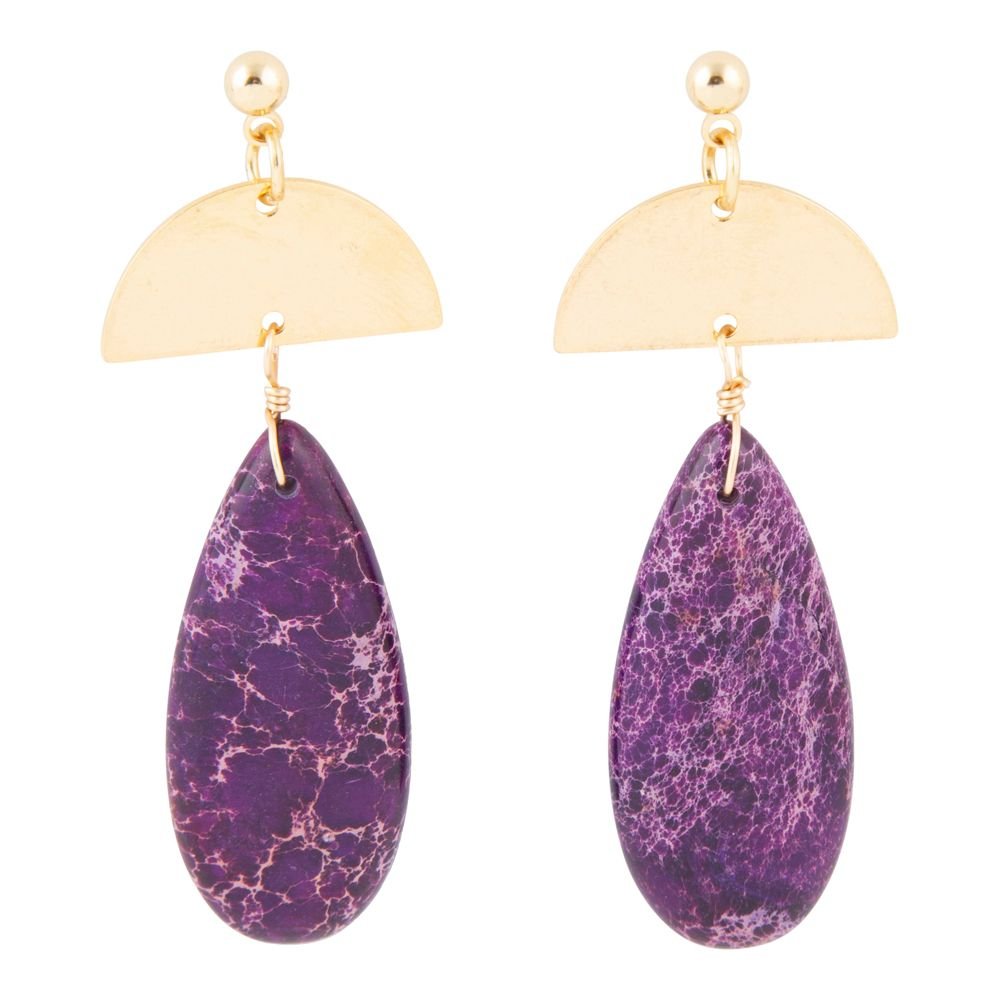 Prescott Purple Jasper Golden Drop Earrings Barse Jewelry
