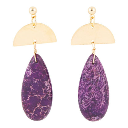 Prescott Purple Jasper Golden Drop Earrings Barse Jewelry