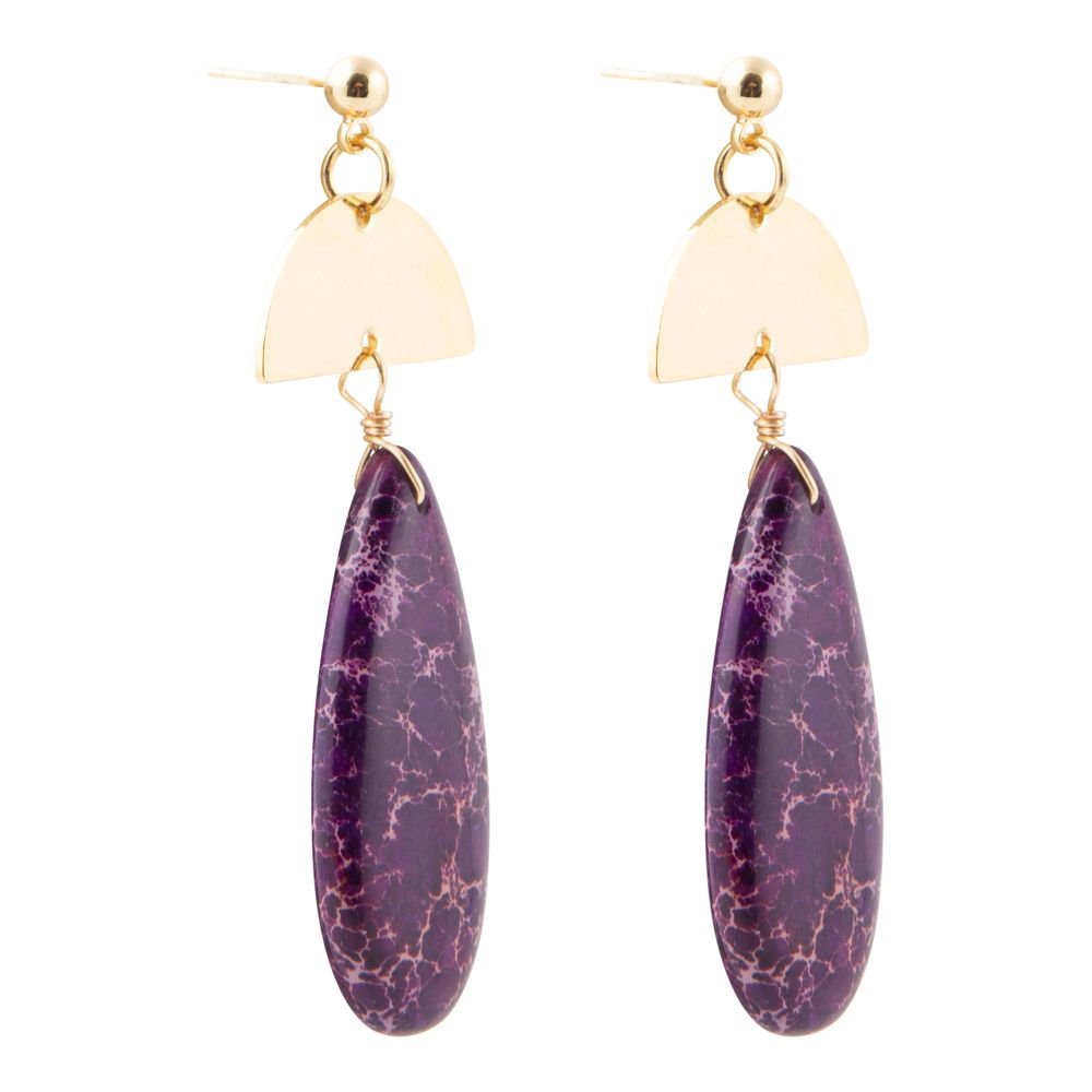 Prescott Purple Jasper Golden Drop Earrings Barse Jewelry