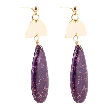 Prescott Purple Jasper Golden Drop Earrings Barse Jewelry