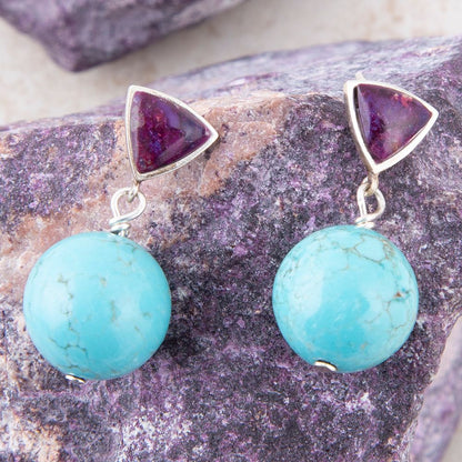 Prescott Purple Turquoise Sterling Silver Drop Earrings Barse Jewelry