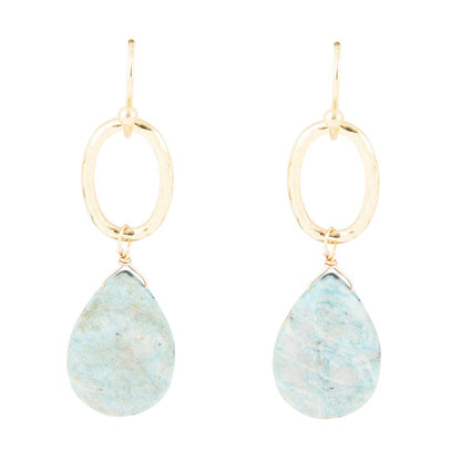Pretty Drops of Blue Amazonite Golden Drop Earrings Barse Jewelry